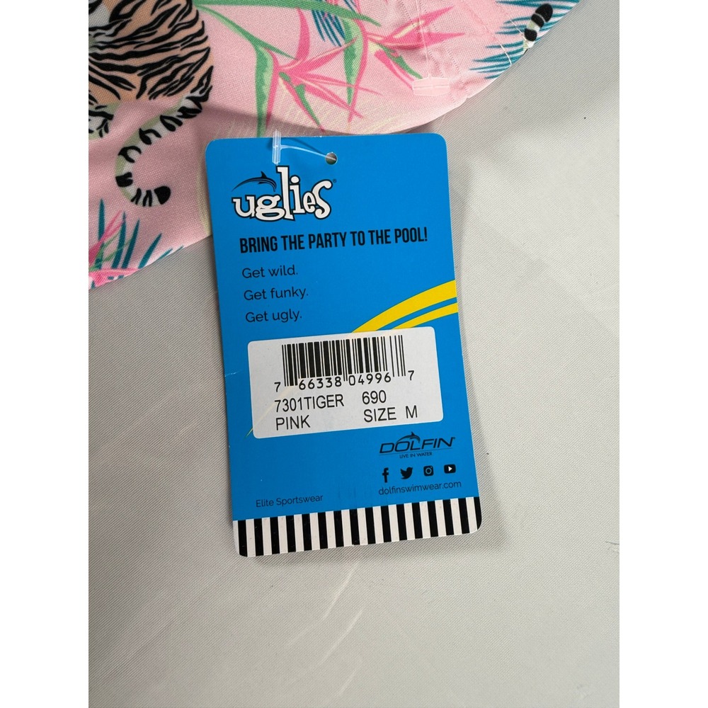 Dolfin Men's Uglies‎ 8" Boardy Swim Shorts Pink Tiger Palm Tree Size M NWT - Picture 7 of 10